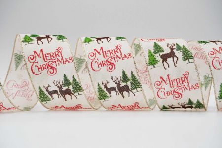 Merry Christmas Style Wired Ribbon_KF6587GV-2_Ivory